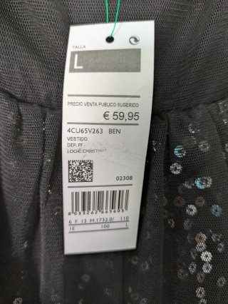 Vestido negro lentejuelas Benetton