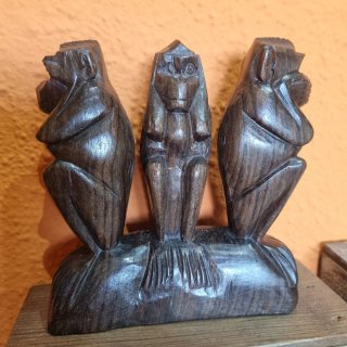 Figura Monos Sabios Madera Tallada