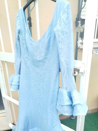 Traje Flamenca Talla S celeste