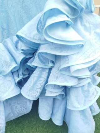 Traje Flamenca Talla S celeste