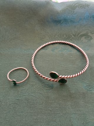 Conjunto Plata Ley. Pulsera y Anillo Trenzado 1960