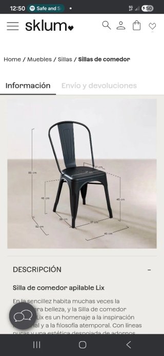 Silla Lix apilable Sklum Naranja