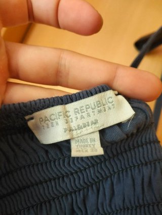 Top Pull&Bear azul fruncido tirantes