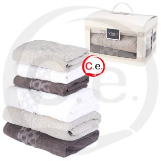 Set 6 Asciugamani Vingi Spugna Doppia