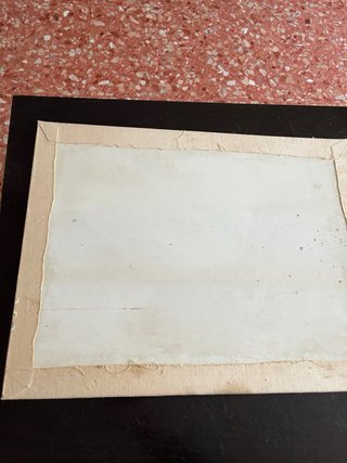 Cuadro paisaje río y puente