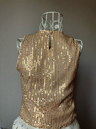 Top fiesta lentejuelas dorado