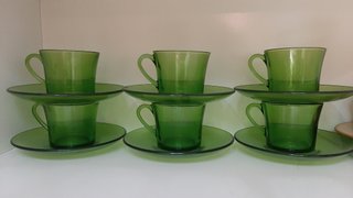 Juego de café verde de cristal