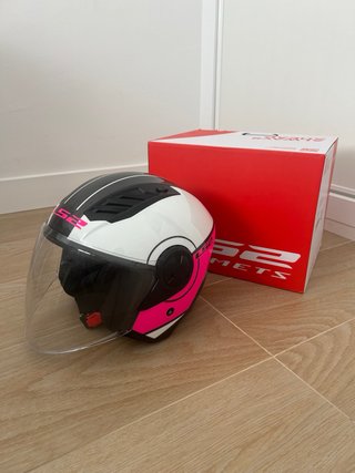 Casco Moto LS2 Blanco y Rosa