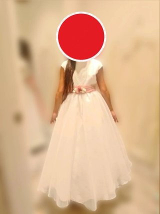 Vestido de comunión blanco con Cancán de tul