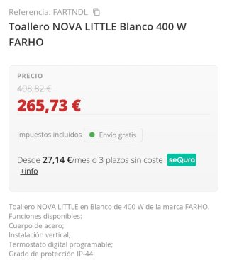 Radiador Toallero Farho - Calefactor Baño
