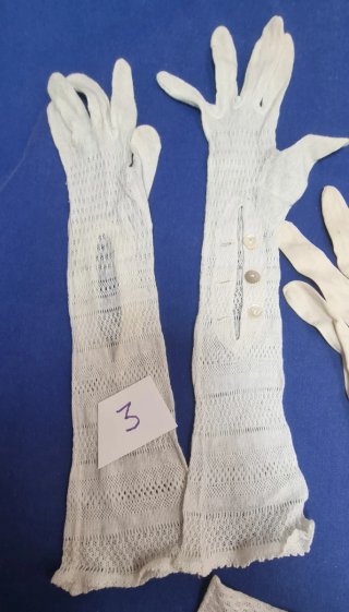 Lote Guantes y Mitones Blancos Antiguos Talla Medi