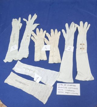 Lote Guantes y Mitones Blancos Antiguos Talla Medi