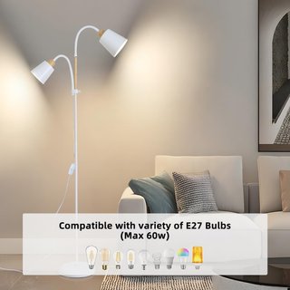 Lampada da Terra LED Industrial Vintage Bianca 150cm