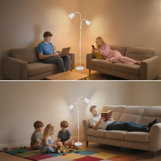 Lampada da Terra LED Industrial Vintage Bianca 150cm