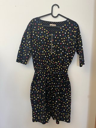 Vestido de lunares negro multicolor