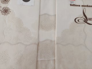 Sábanas algodón bordadas puntilla cama 135cm.