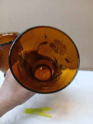 Jarrones de cristal ámbar y dorado