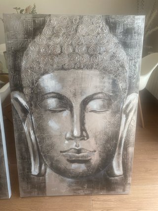 Set 2 Cuadros Buda Gris y Plata,