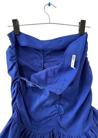 ZARA Blue Ruched Mermaid Skirt S Draped Mini Body