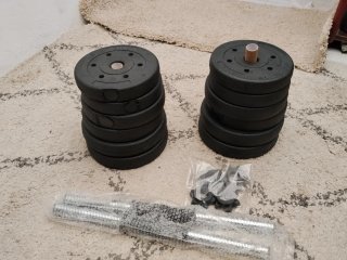 Mancuernas ajustables  discos de peso y de 20 kilo