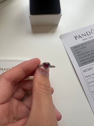 Conjunto Pandora Anillo y Collar Corazón Rojo
