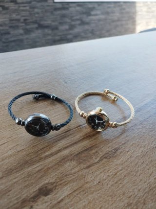 Reloj Pulsera Mujer Negro y Dorado