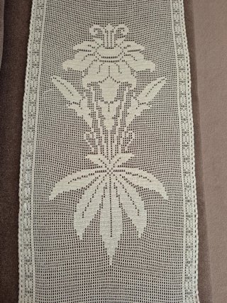 Estor Ganchillo Flores Beige/Blanco