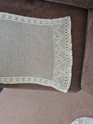Estor Ganchillo Flores Beige/Blanco