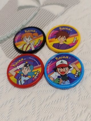 Tazos Pokémon Misty, Gary, Jenny, Ash