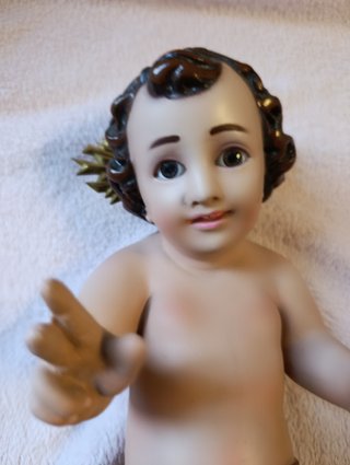(5) Niño Jesús Olot antiguo 30 cm con cuna