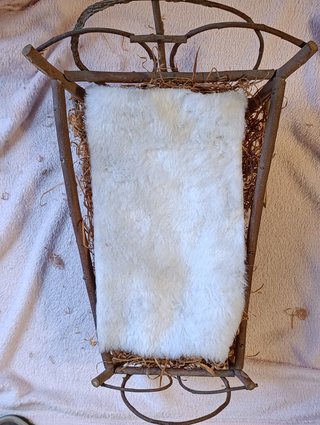 (5) Niño Jesús Olot antiguo 30 cm con cuna