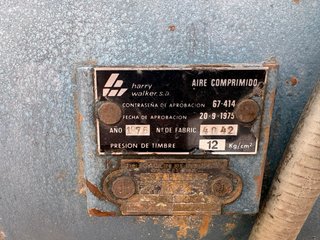 Compresor aire industrial Harry Walker 1976 12bar