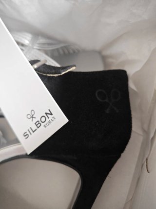 Sandalias tacón Silbon negras y plateadas