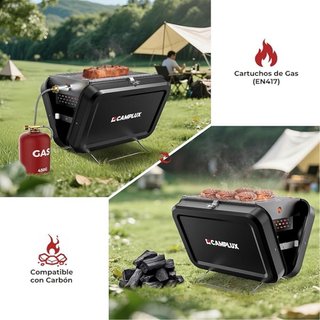 NUEVO Parrilla Portátil Gas Carbón Camplux FoldGo