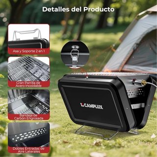NUEVO Parrilla Portátil Gas Carbón Camplux FoldGo