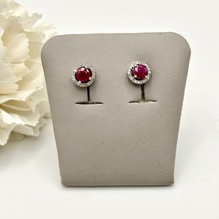 Pendientes Oro 18kt con Rubí y circonitas