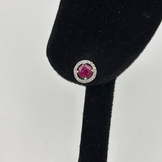 Pendientes Oro 18kt con Rubí y circonitas