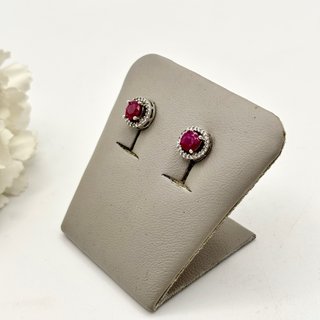 Pendientes Oro 18kt con Rubí y circonitas