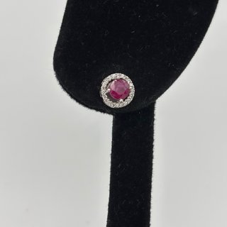 Pendientes Oro 18kt con Rubí y circonitas