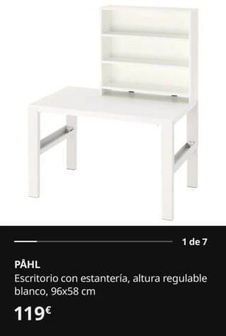 Escritorio blanco con estantería