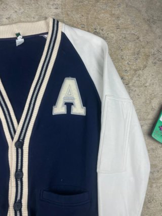 Cárdigan Varsity Vintage ITA Azul Marino y Blanco