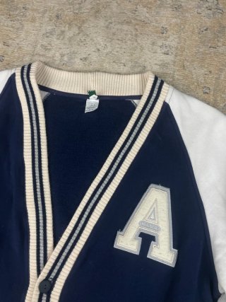 Cárdigan Varsity Vintage ITA Azul Marino y Blanco