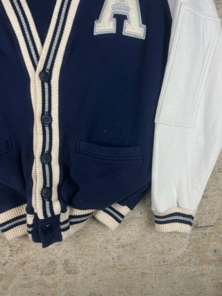 Cárdigan Varsity Vintage ITA Azul Marino y Blanco