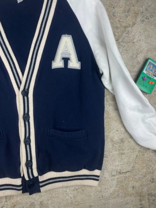 Cárdigan Varsity Vintage ITA Azul Marino y Blanco