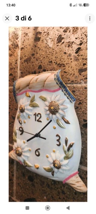 Orologio da parete in ceramica decorato
