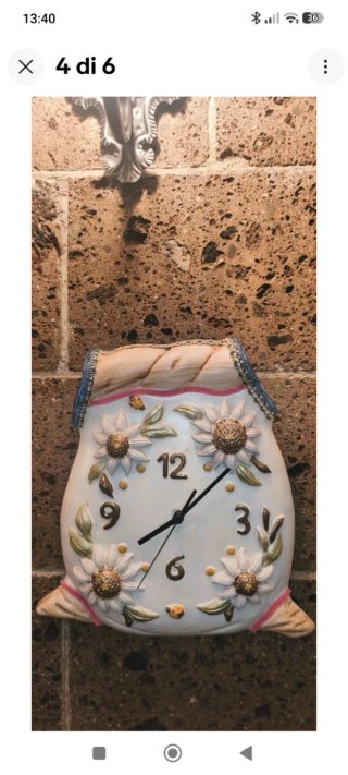 Orologio da parete in ceramica decorato