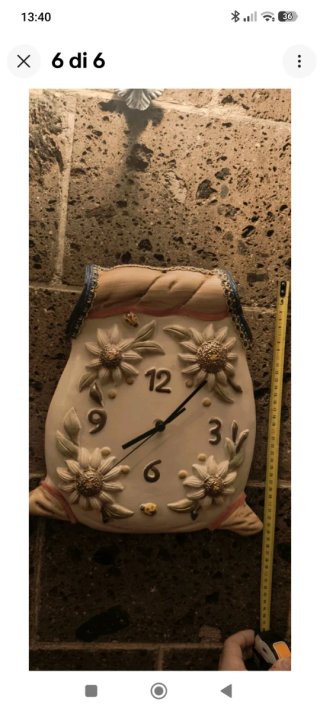 Orologio da parete in ceramica decorato