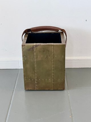 Cubo/Papelera Latón y Cuero Valentí Años 70