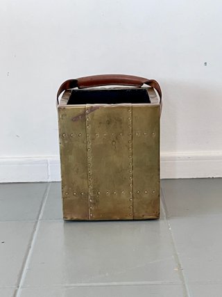 Cubo/Papelera Latón y Cuero Valentí Años 70