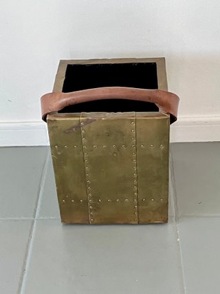 Cubo/Papelera Latón y Cuero Valentí Años 70